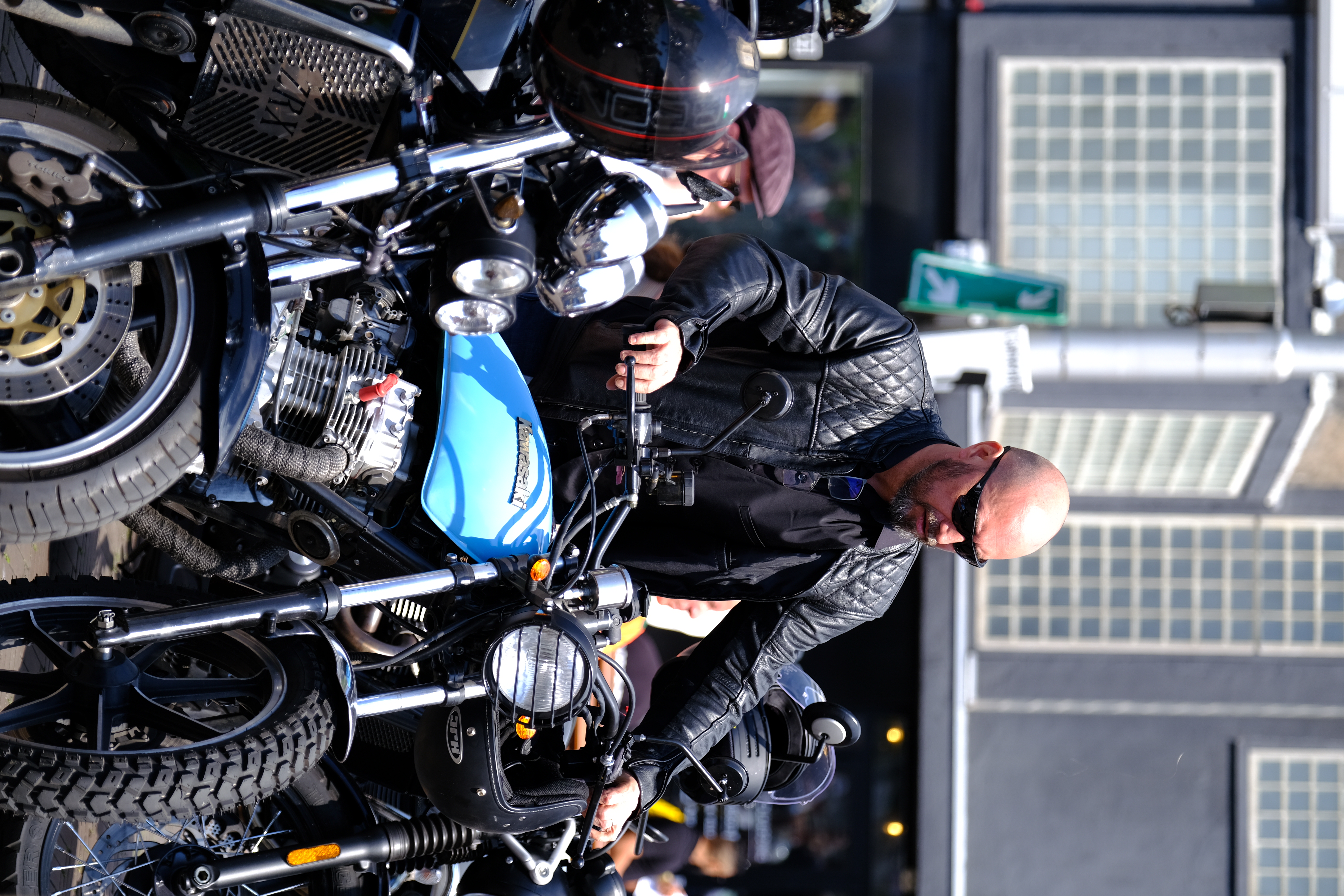 Gentleman’s Ride colour shot – rider with blue tank motorcycle, The Hague
